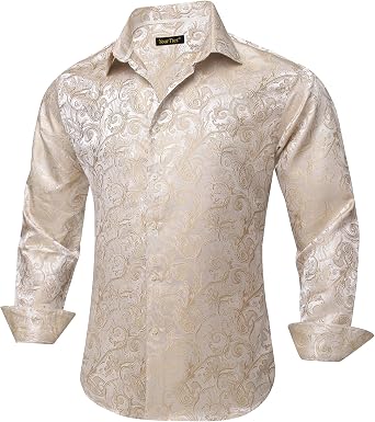 YourTies Mens Paisley Dress Shirt Western Long Sleeve Button Down Shirt