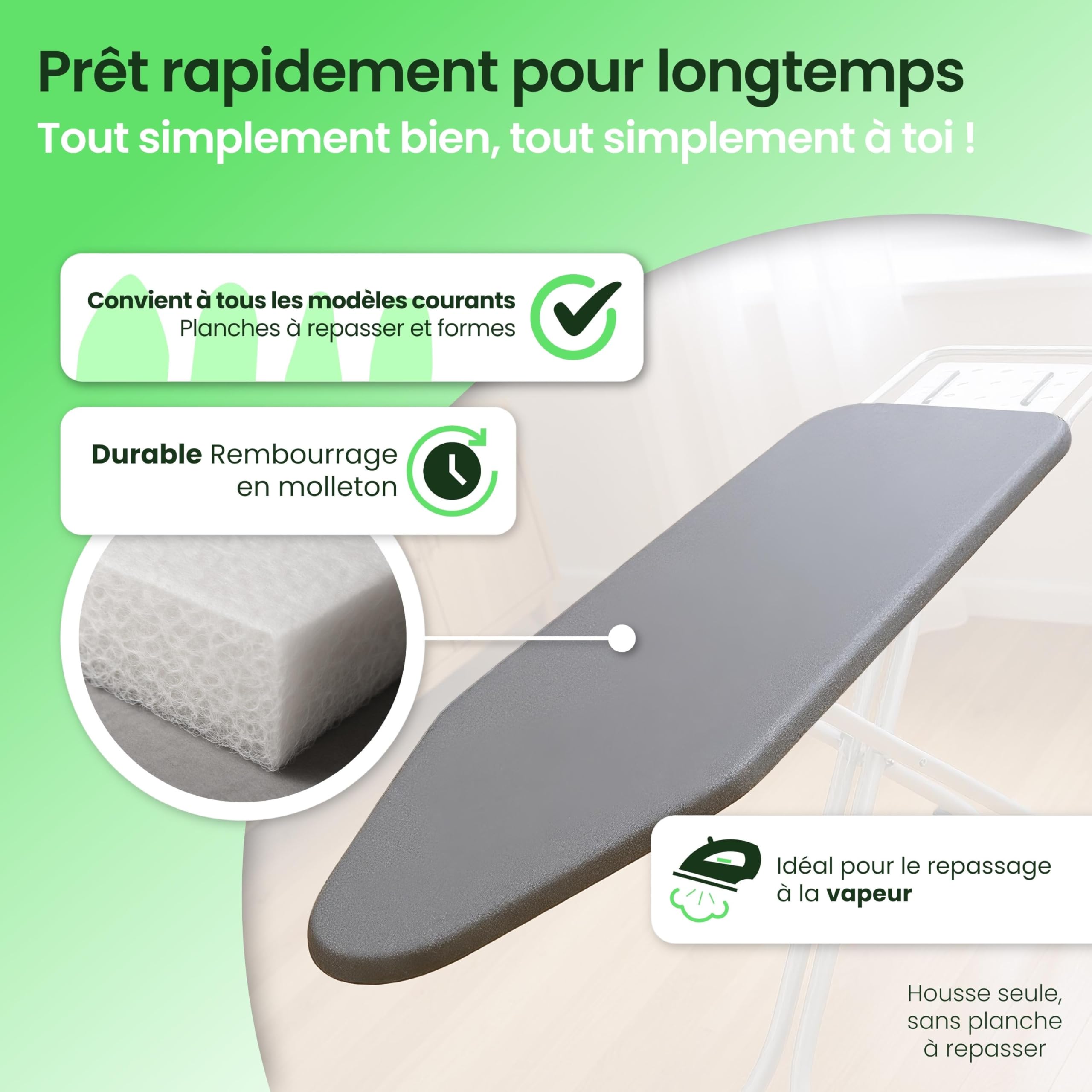 SimplySmooth Housse Premium 120x40 cm | Oeko-TEX 100 | Fabriqué en Allemagne | Confort | pour Tables 115-122x35-40 cm | Taille M - 4