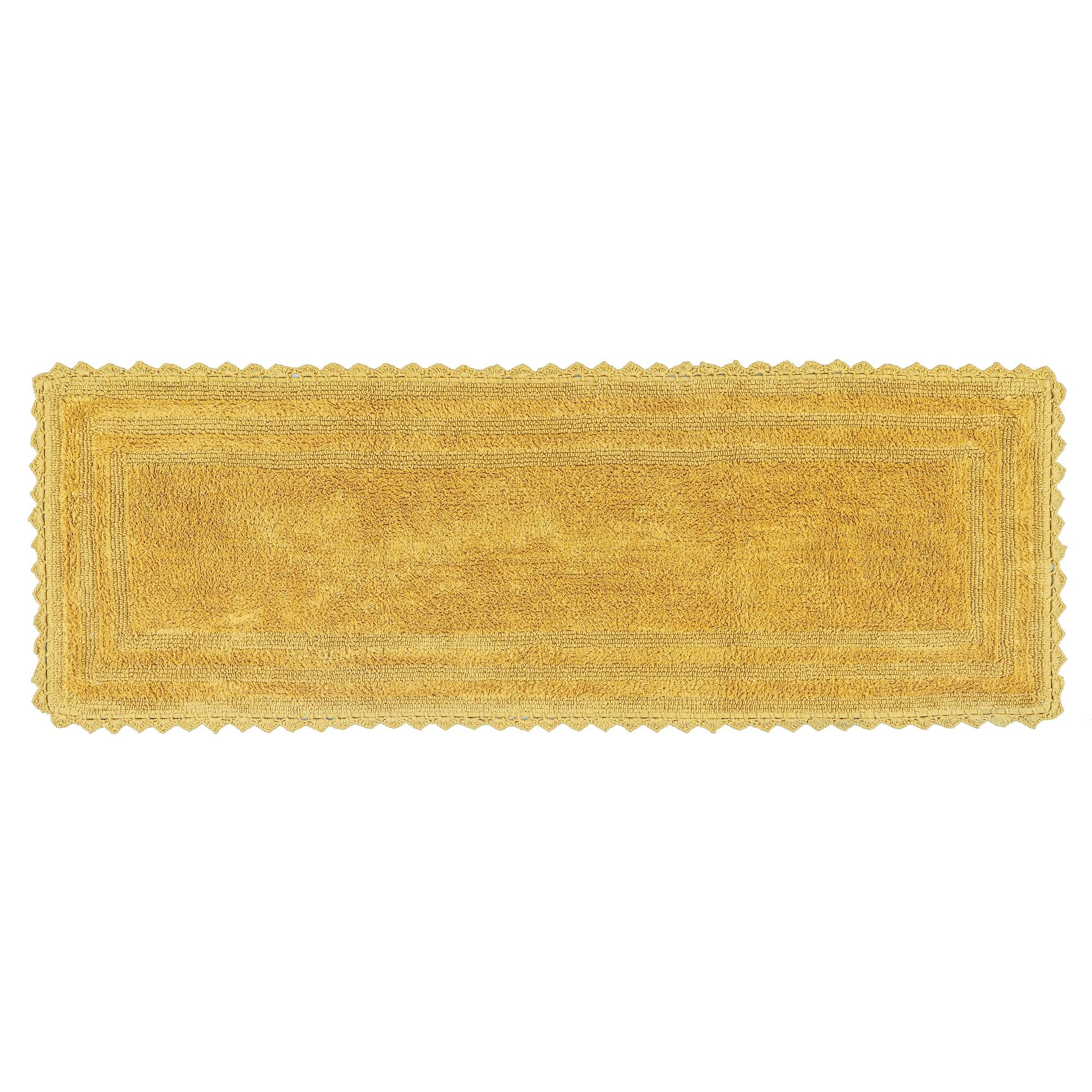 Better Trends Lilly Crochet Yellow Large Bath Mat & Long Bathroom Rug, 100% Cotton & Reversible Bath Runner Rug, Absorbent Shower Rugs for Bathroom, Washable Bathroom Rugs - 20 x 60 Runner Rug