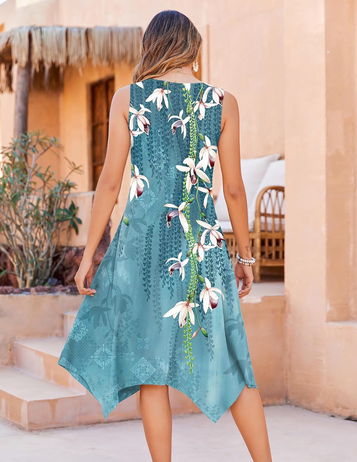 Zeagoo Womens Casual Dress for Summer Tank Dress Loose Flowy Beach Dress with Pockets Hankerchief Flare Midi Sundress 2026 - Image 6