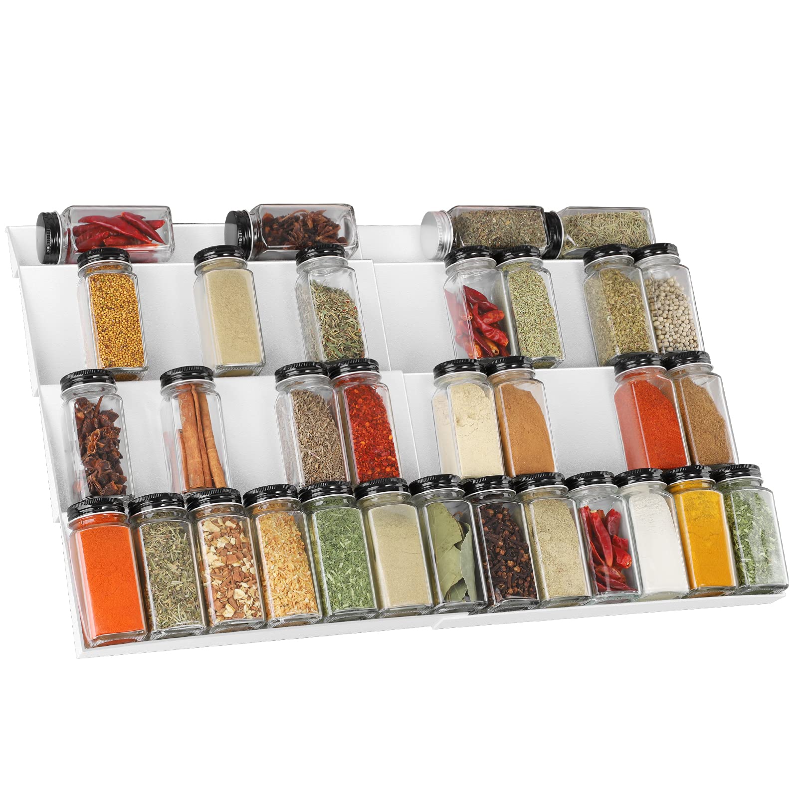 Buy Adjustable Spice Rack, 4 Tier Expandable Tray Drawer Organizer 12" to 24" Stackable Tray
