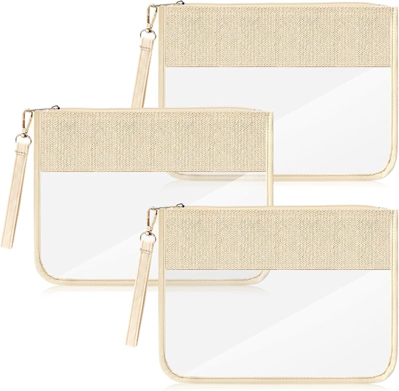 Necessaire Sanwuta 3 unidades, modelo plano, com zíper e alça removível