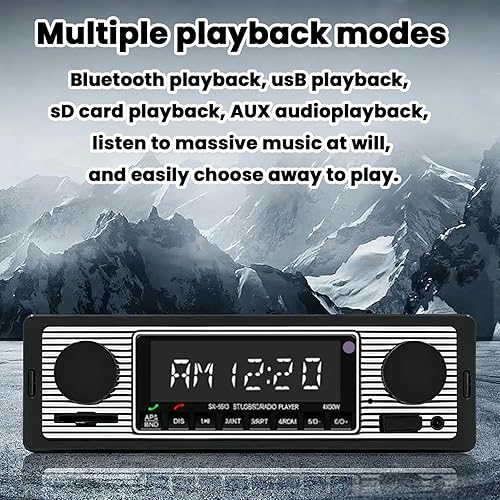 Miniatura 7 de Estéreo clásico para automóvil con Bluetooth, llamadas manos libres y control de voz, radio FM, reproductor de MP3, puerto USBSDAUX, carga rápida,