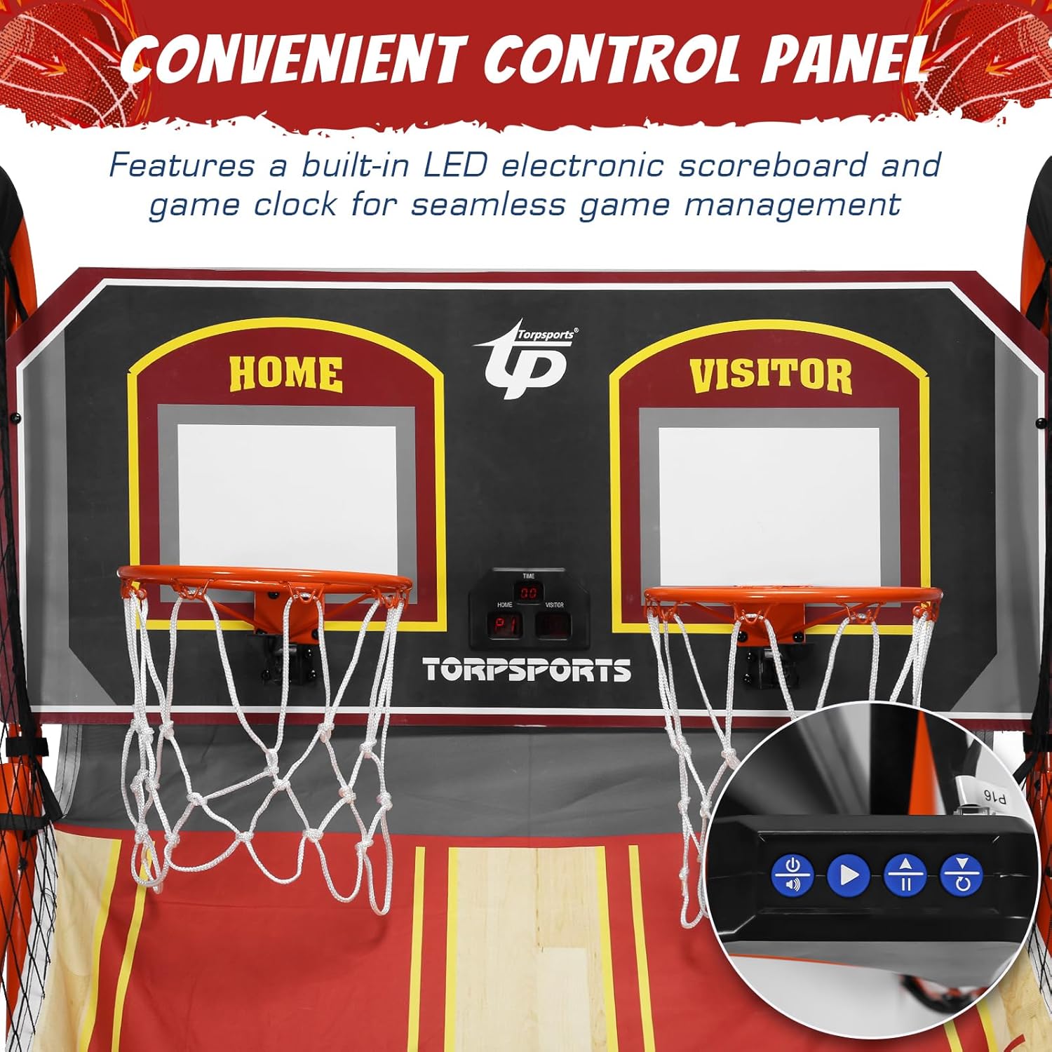 Generic Foldable Indoor Basketball Arcade Game LED Electronic Scoring Commercial Grade Arcade Basketball with 5 Size 7 Inch Balls for 2 Players Home Play Adults
