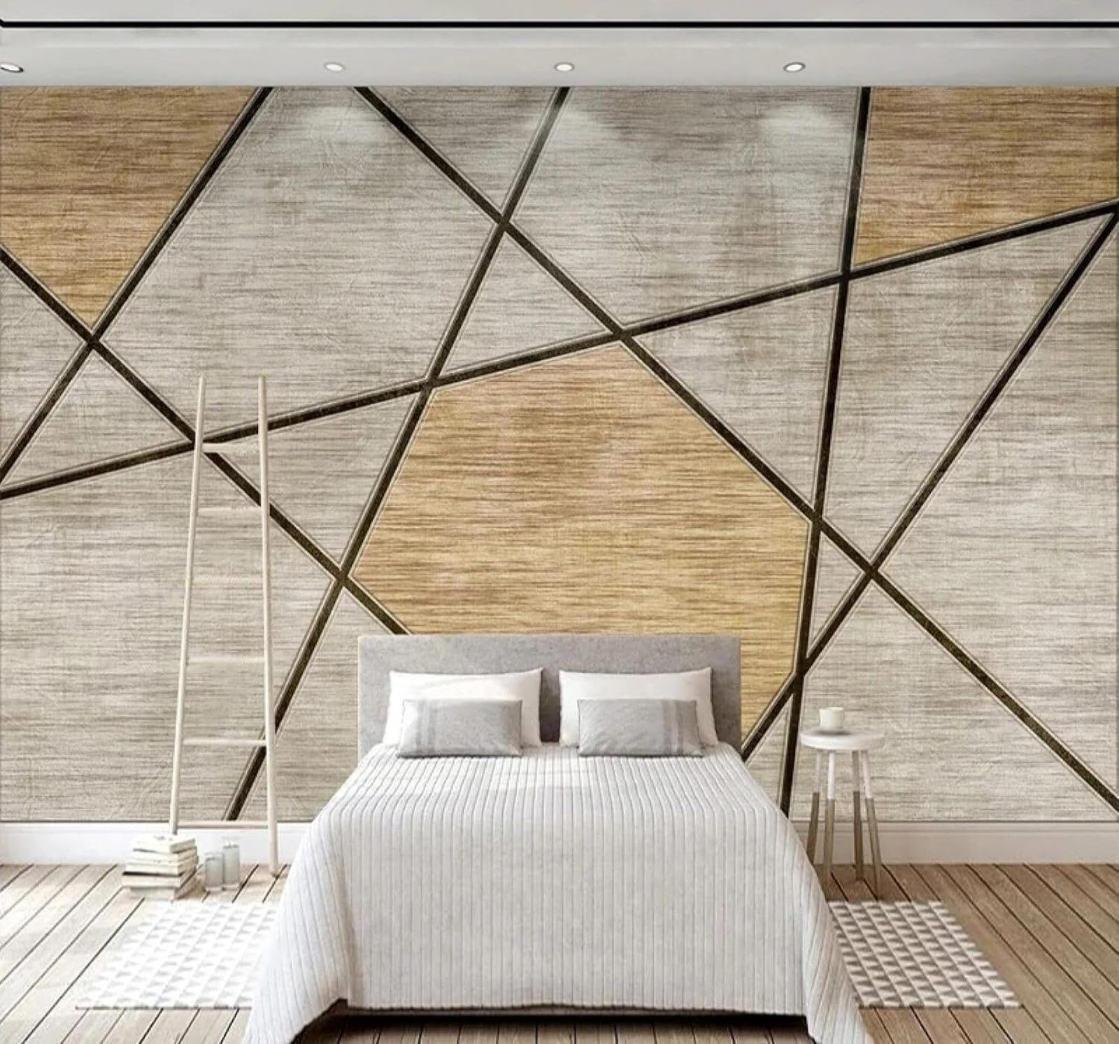 XLMING Abstract Retro Geometric Black Lines 3D Wallpaper Luxury Home Dining Decor Paste Sofa Living Room The Wall for Bedroom Mural-250cm×170cm