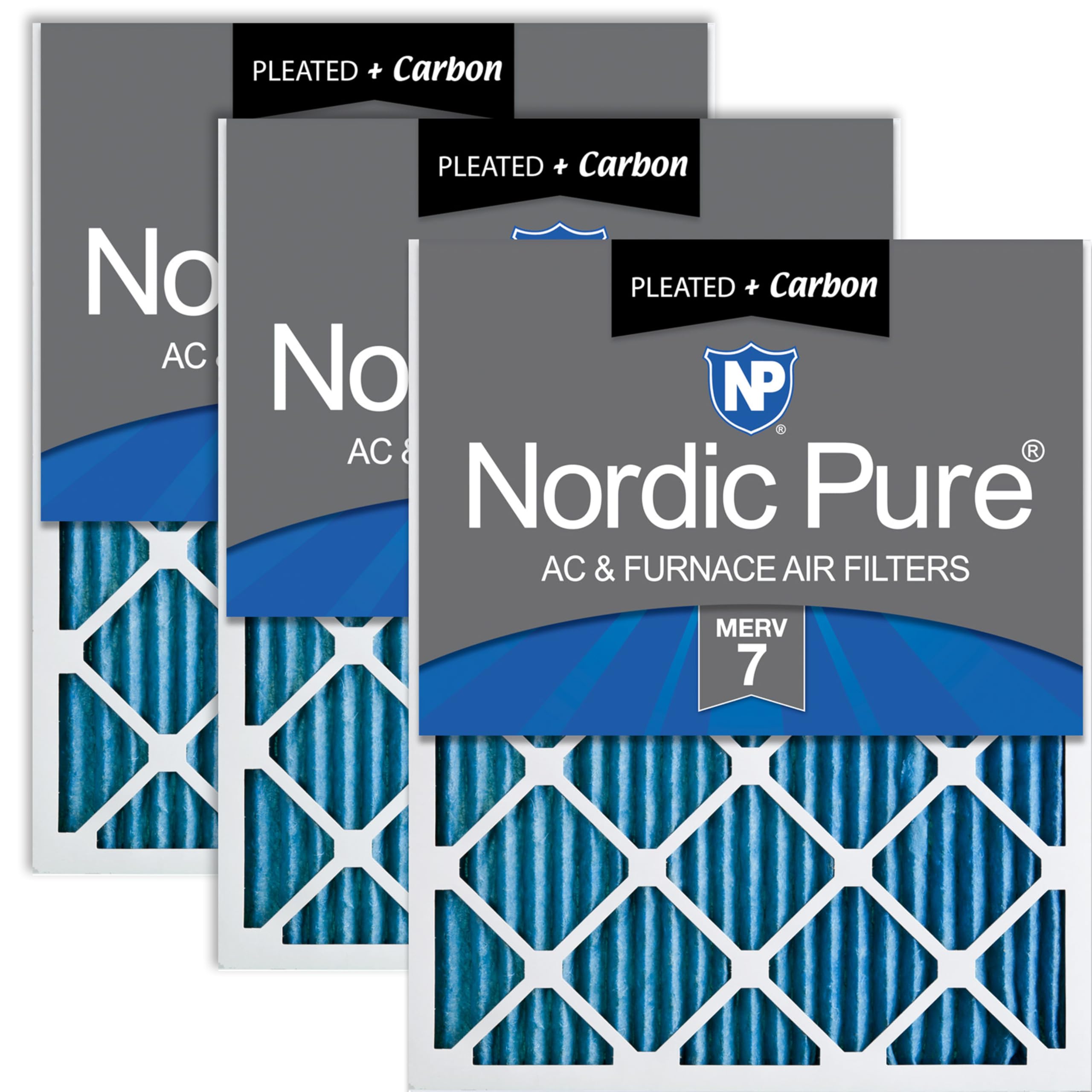Nordic Pure 10x20x1 Pleated MERV 7 Plus Carbon Air Filters 3 Pack