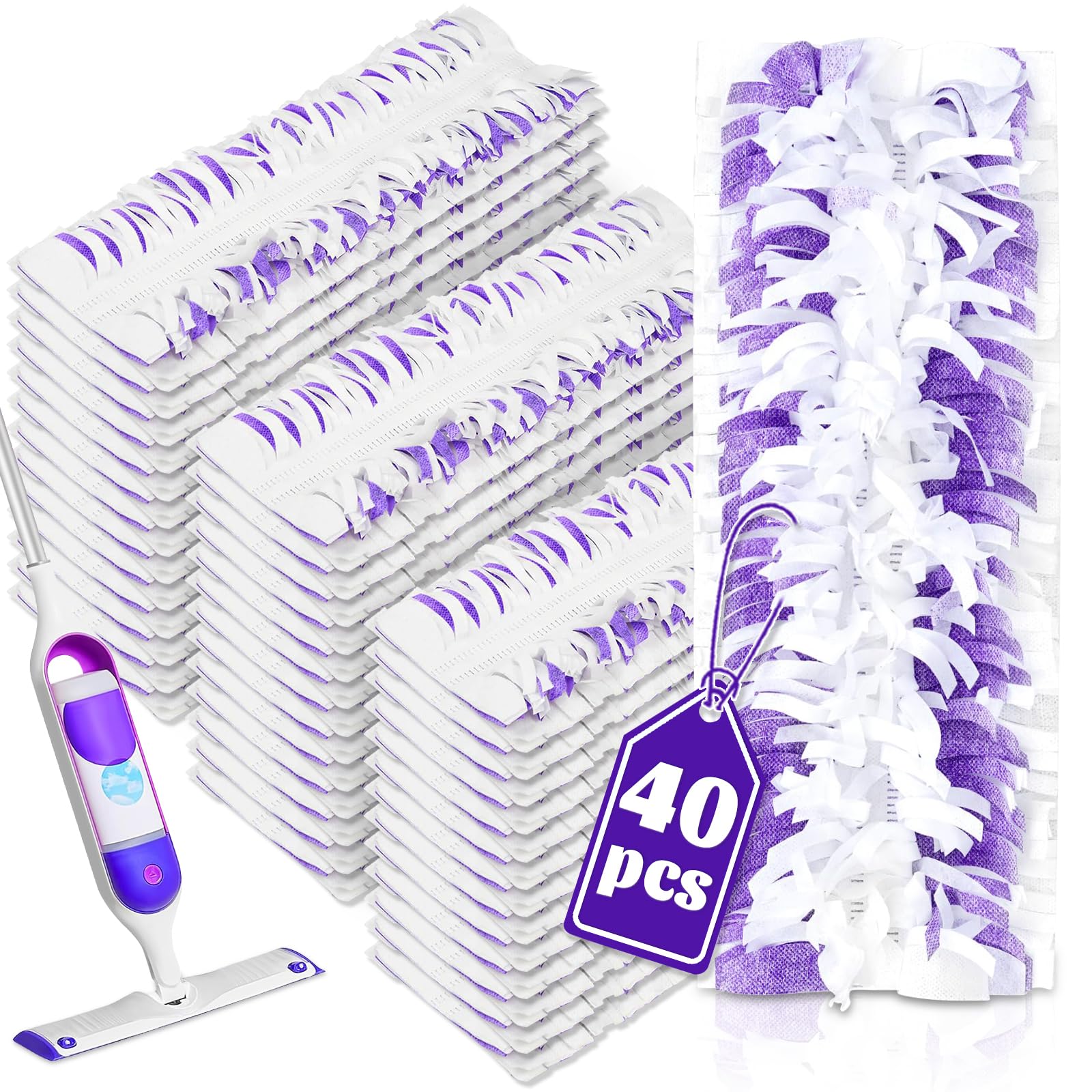40 Pack Disposable Mop Pads Compatible with Swiffer Power Mop Pads Replacement for Swiffer Power Mop Refills, Multi-Surface Mopping Pad Refills, Wet Pads Refill for Floor Cleaning