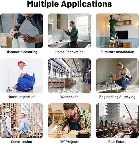 Miniatura 4 de Huepar - Herramienta de medición láser verde Bluetooth de 395 pies con sensor de ángulo, herramienta de medición de distancia láser de precisión de