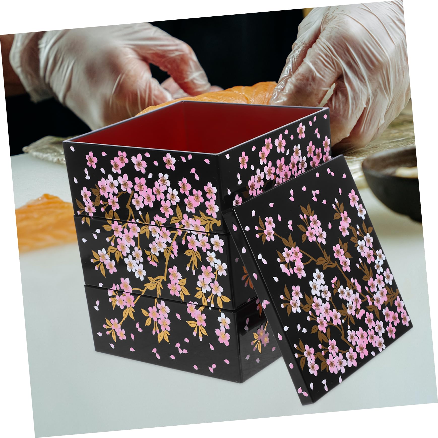 Alipis Boîte Bento Japonaise à Trois Niveaux Fleurs de Cerisier