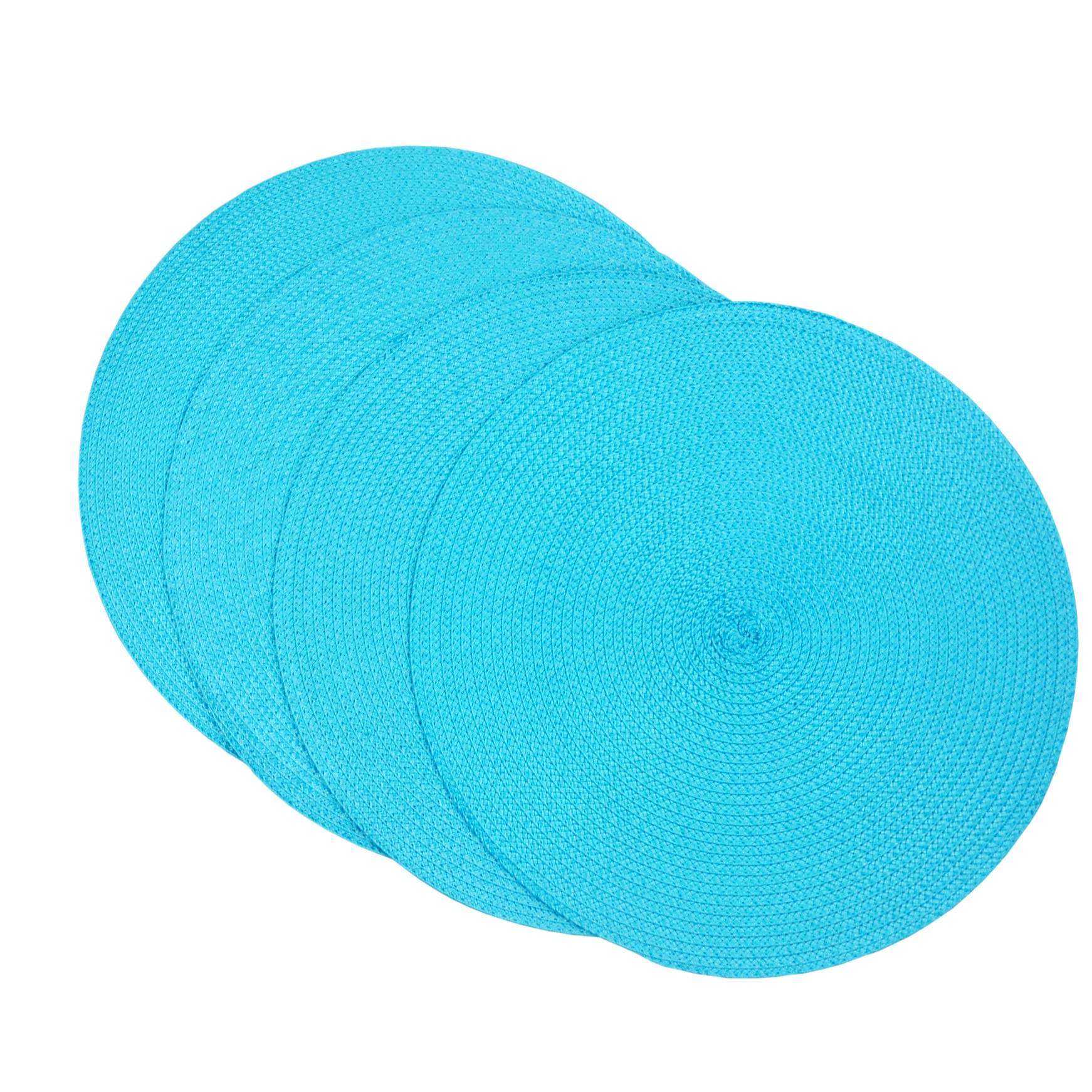SCF2017 Round Woven Plastic Placemats 38cm Stylish and Practical Dining Table Mats,Set of 4,Sky blue — image 1