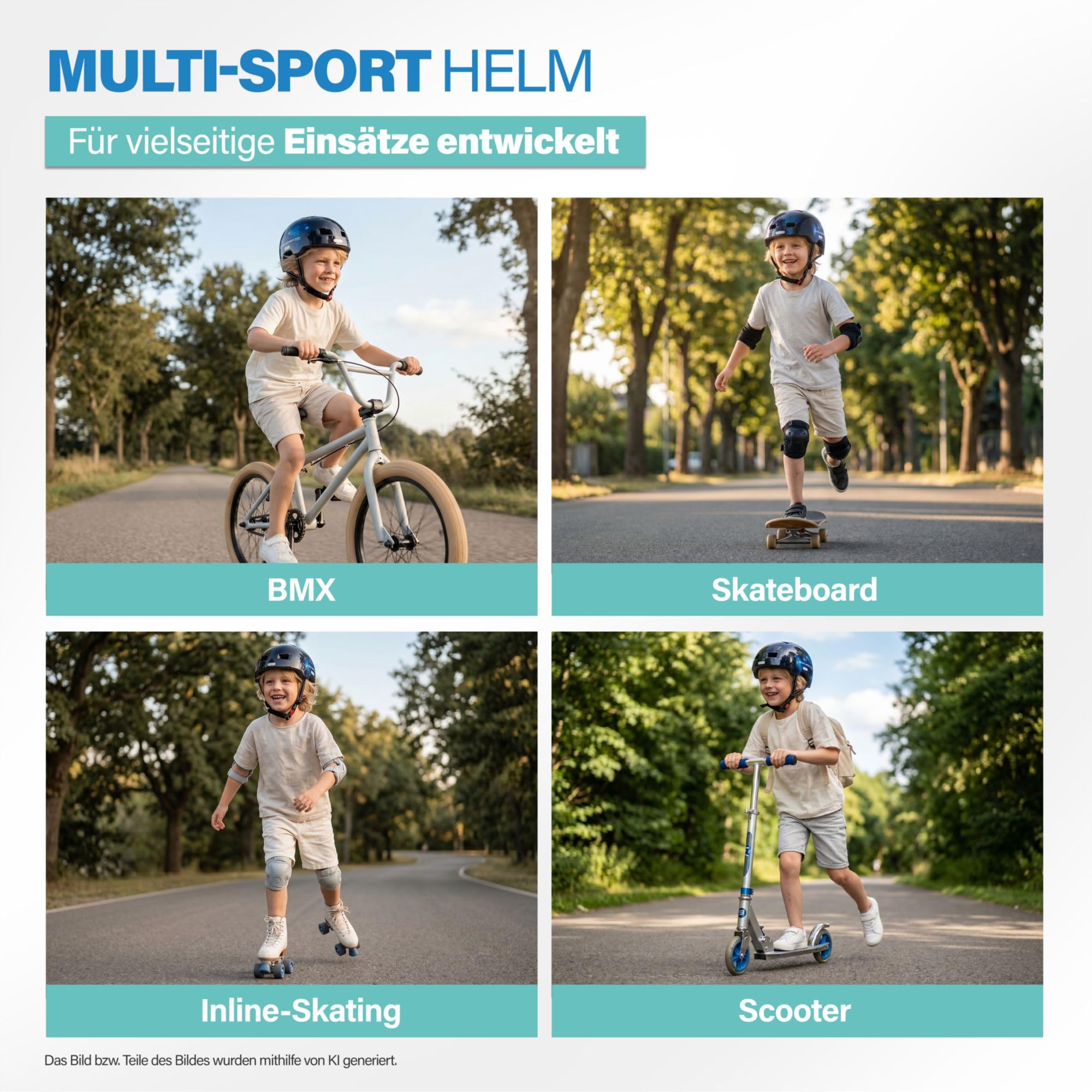 FISCHER BMX Casco da bicicletta per bambini, casco da bicicletta, casco Dirt Bike Plus con fanale posteriore a LED integrato