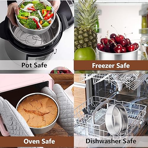 Miniatura 7 de P&P CHEF 4 moldes redondos para pasteles (4 x 2 + 6 x 2), juego de moldes de acero inoxidable para pasteles pequeños en capas, saludables y