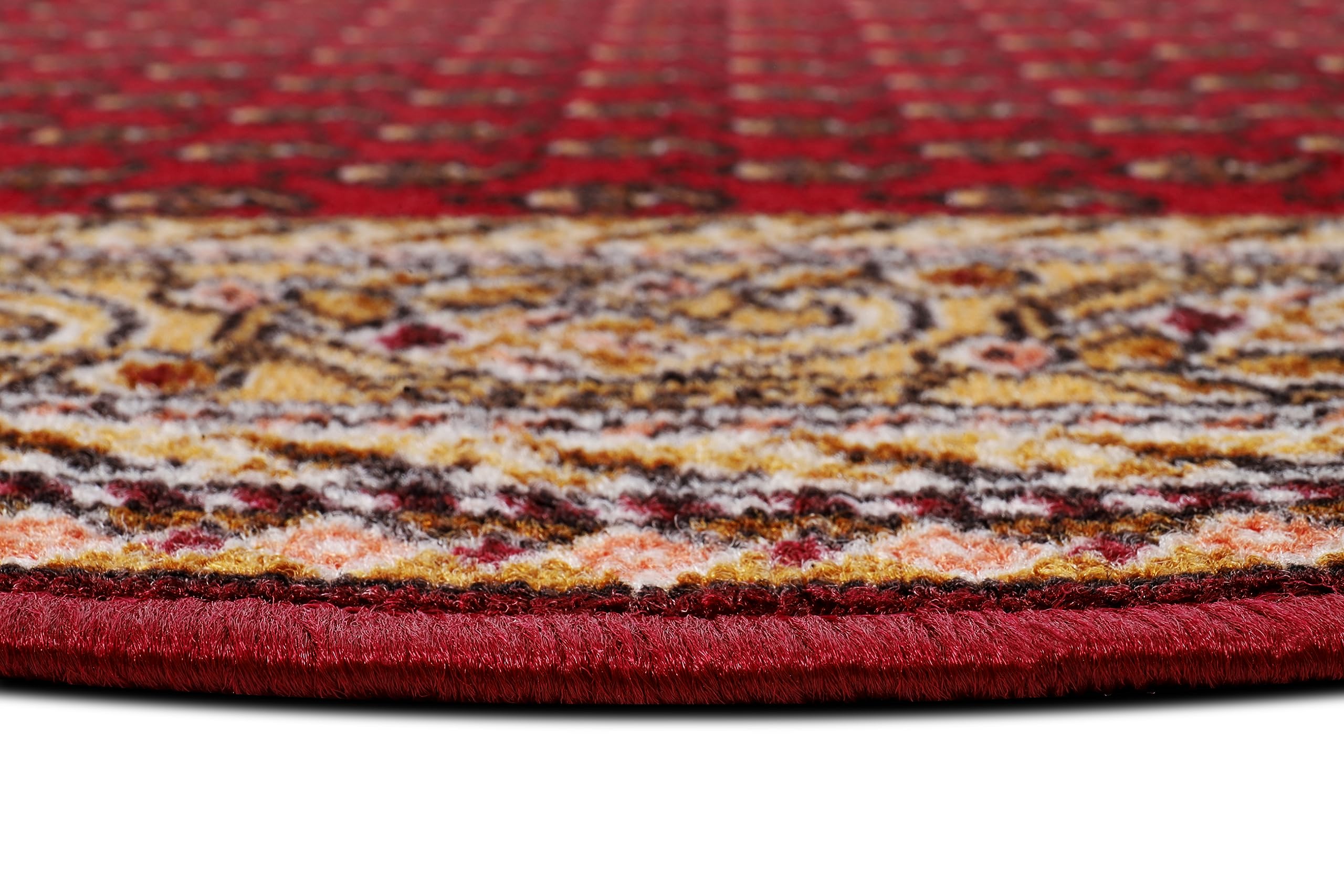 TAPISO Anti Rutsch Teppich Läufer rutschfest Brücke Meterware Oriental Rot Gelb Ornament Floral Design Flur Küche Wohnzimmer 67 x 300 cm