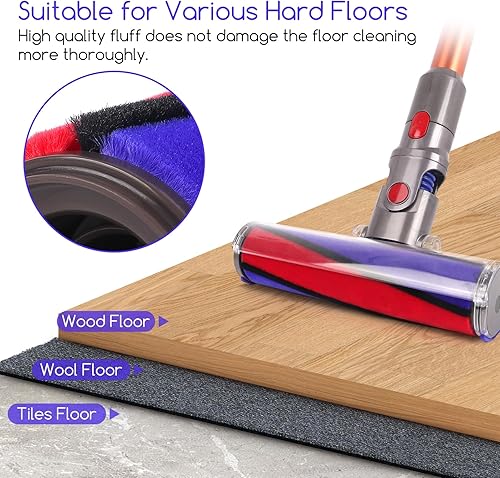 Miniatura 4 de Juego de barras de cepillo de rodillo suave y ruedas de rodillo y ejes compatibles con Dyson V6 V7 V8 V10 V11 Aspiradora FluffyAbsolute Head Piezas