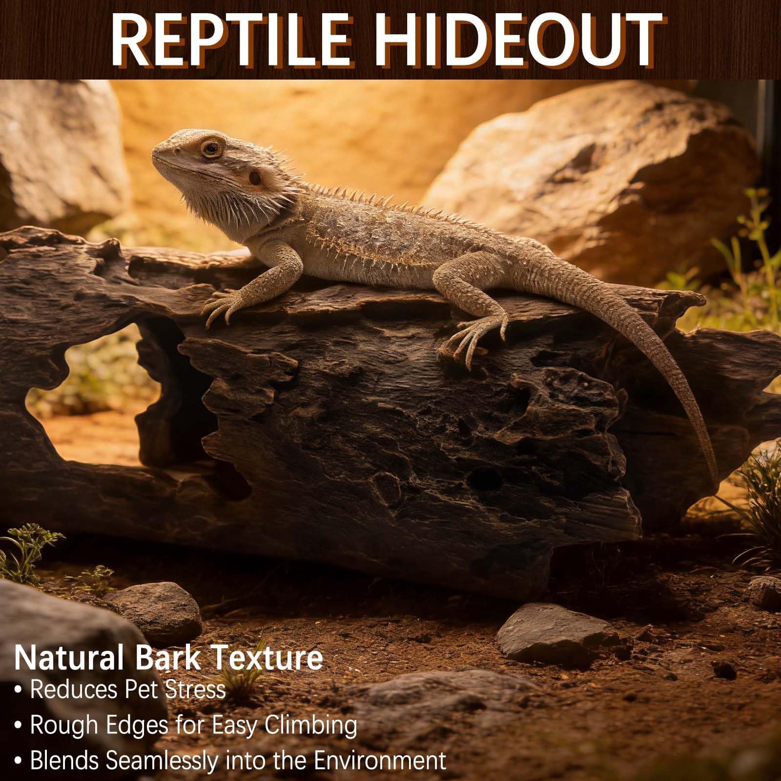 Tfwadmx Escondite de madera para reptiles, peces, anfibios, acuarios, tanques