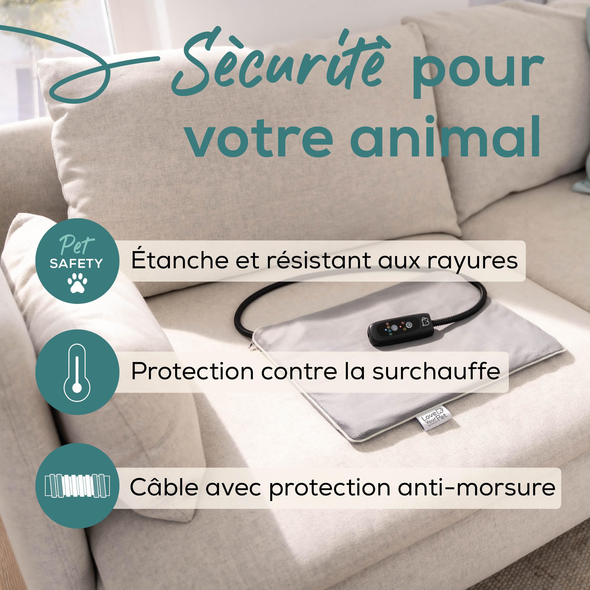 Beurer Love Your Pet Tapis Chauffant S « Lilli » pour Chiens et Chats, avec minuteur, Petite Couverture pour Chien, Lavable à 30 °C, résistant aux Rayures et étanche, 41 x 34 cm