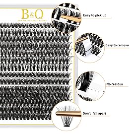 B&Q Lash Clusters 280PCS Natural Eyelash Clusters 40D 50D C 9-16MIX Individual Lash Wispy Eyelash Extension with Soft Thin Band Classic Look Pestaas Postizas Comfortable DIY at Home
