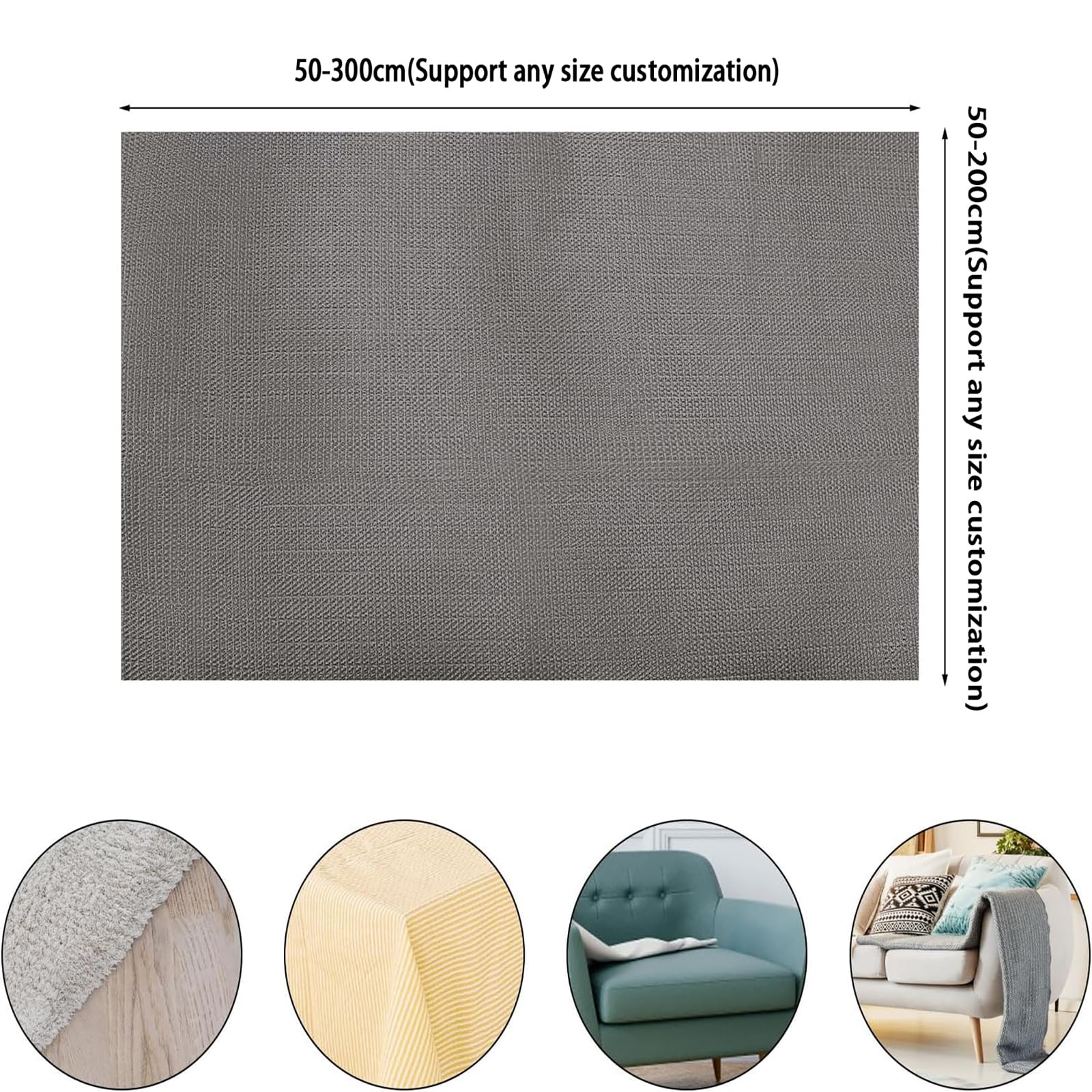 Rete Antiscivolo per Tappeti 215 x 230 cm Multiuso Tagliabile Lavabile Tappetino Antiscivolo in Pvc/Sotto Tappeto Antiscivoli, Grigio