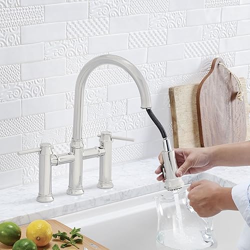 Miniatura 3 de BLANCO, EMPRESSA - Grifo de cocina con puente de doble pulverización, níquel pulido, 1.5 GPM