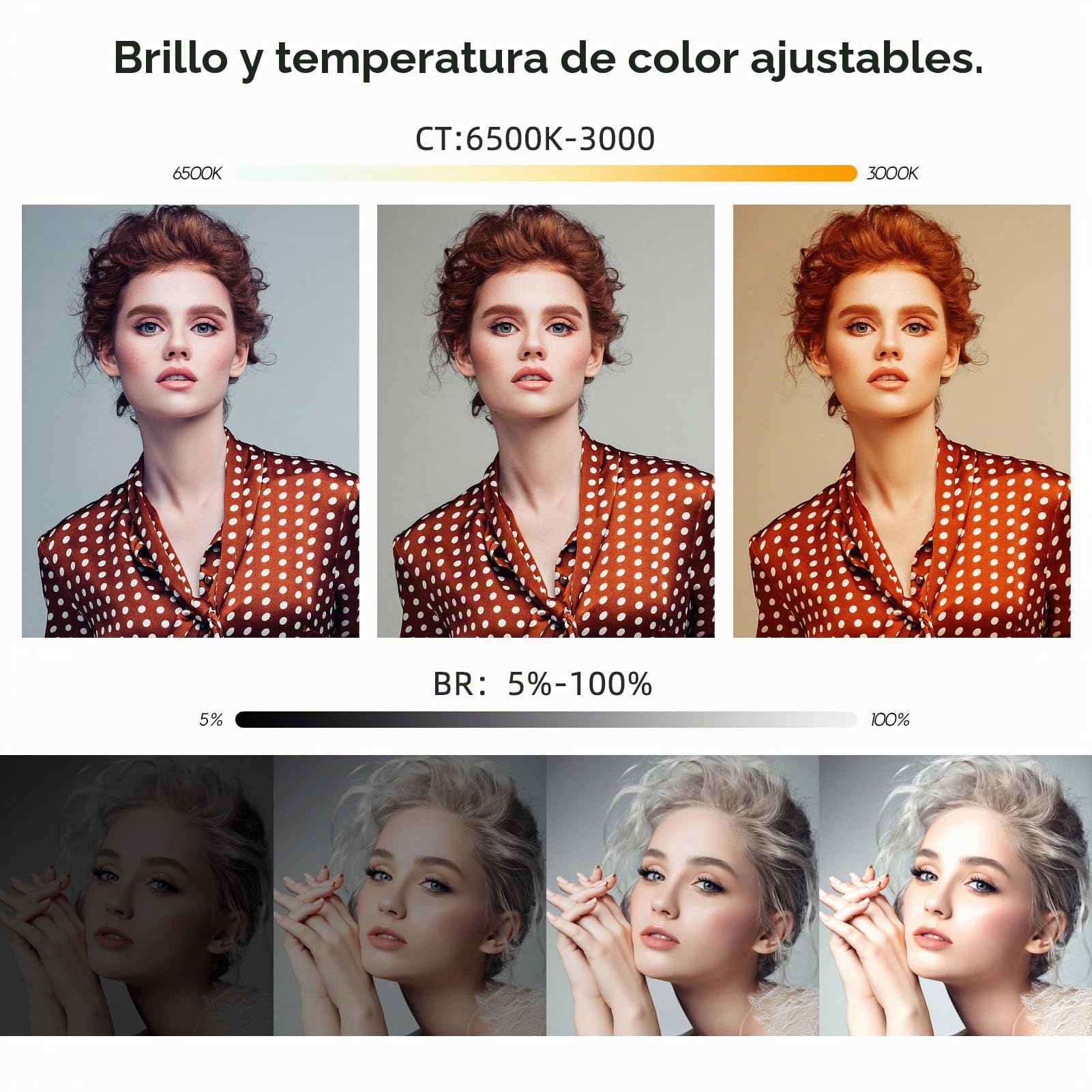 Andoer Lámpara para Tatuajes de 50 W, lámpara para pestañas, luz cosmética, luz de vídeo LED con trípode (39-200 cm), Intensidad de luz (10%-100%), 3000-6500 K, CRI 90+ para Maquillaje.