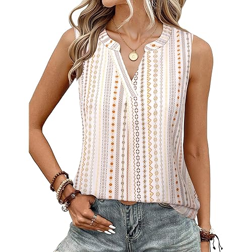 Timeson Women's Chiffon V Neck Sleeveless Blouse Tops Office Work Shirts
