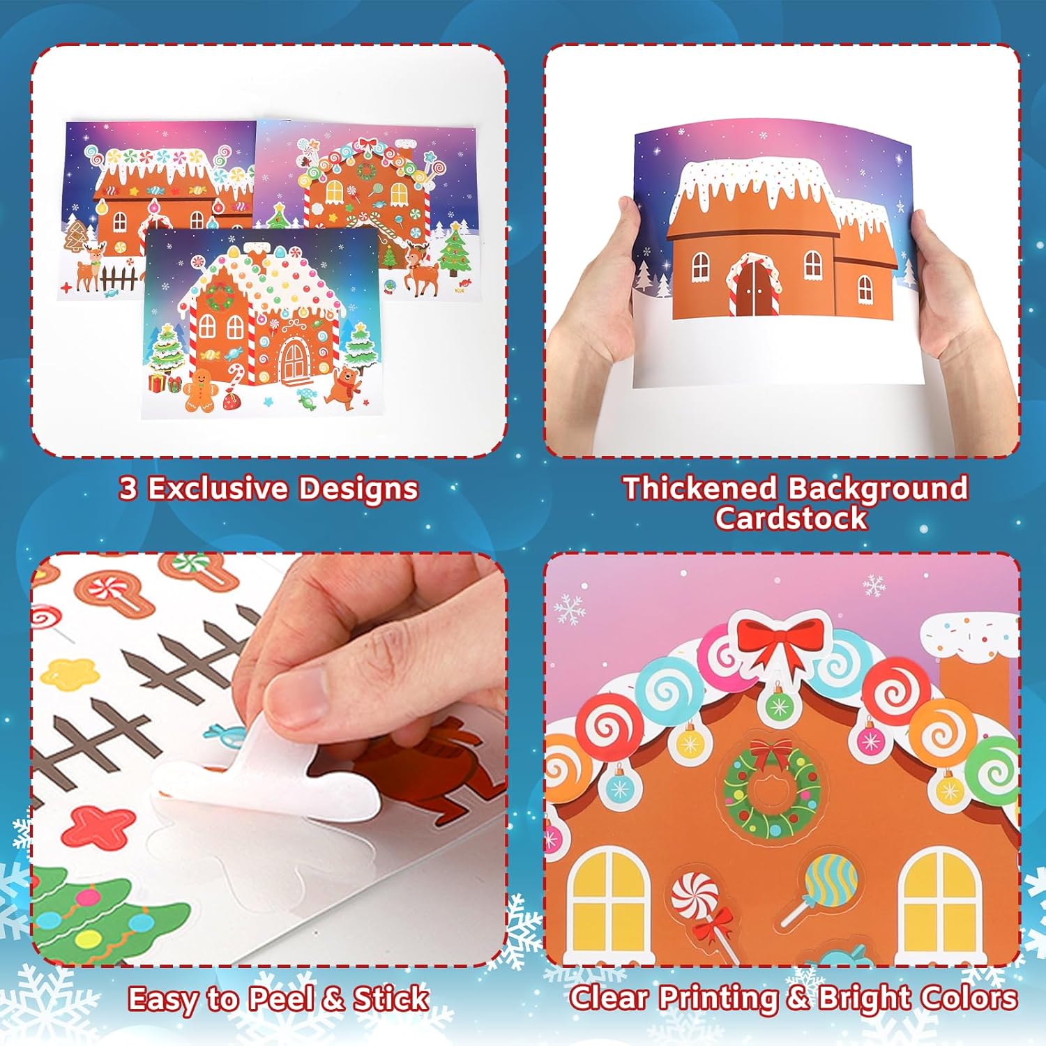 30 Sheets Make a Gingerbread House Stickers DIY Craft, Christmas Gingerbread House Crafts Activities Games Xmas Party Supplies, 15 Sets (Light Brown) - Image 3