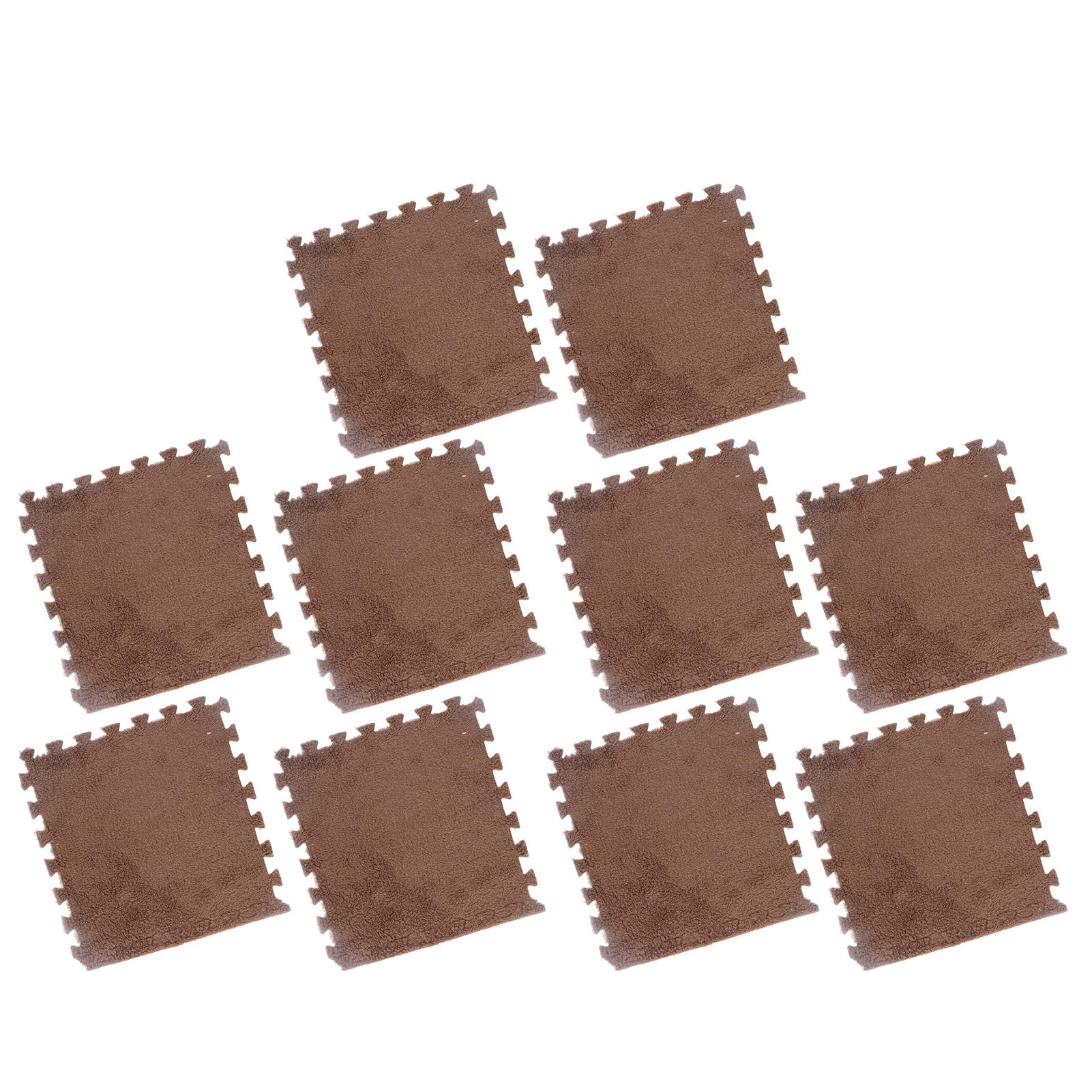 Hidyliu Plush Foam Floor Mat Prevent Slip Cuttable Thickened Interlocking Carpet Tiles for Bedroom 10pcs EVA Foam Plush Soft Safety Mat for Kids and Pets (Coffee)
