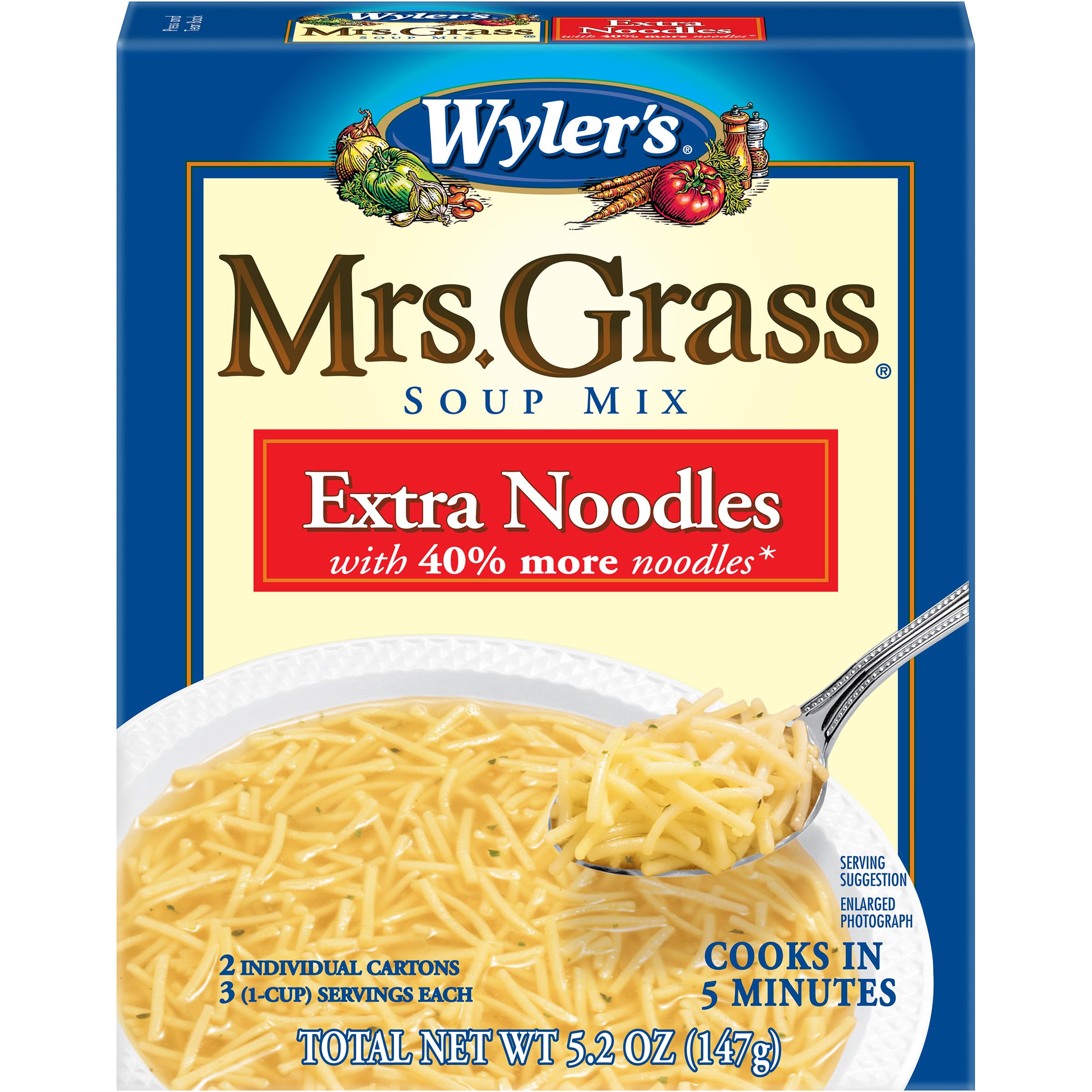 Wyler's Mrs. Grass Extra Noodles Soup Mix, 5.2 oz Box