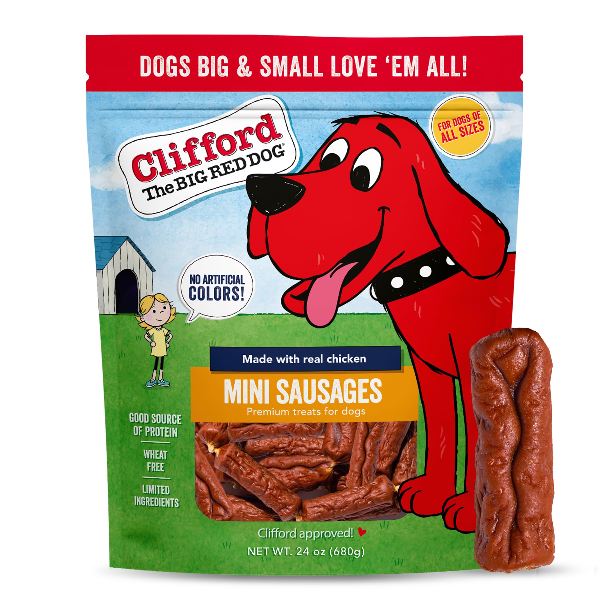 Clifford The Big Red Dog Soft Training Treats for Puppies and Dogs – Healthy, High Protein, Grain Free, Soft Puppy Treats for Small Dogs and Large – Real Chicken Sausage – 24oz