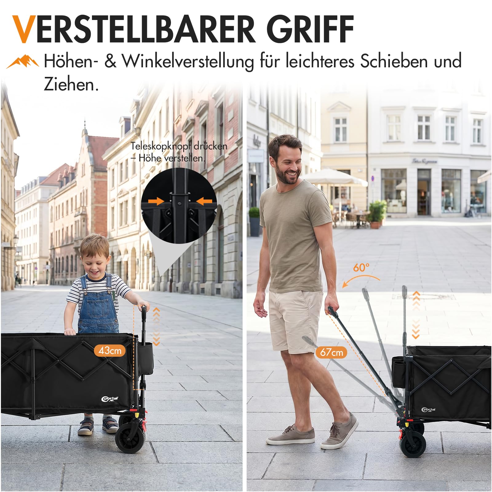 Bollerwagen faltbar 300L XXL Ladefläche 150kg belastbar Handwagen mit Getränkehalter Transportwagen klappbar Strandwagen Faltwagen für Garten Camping Festival