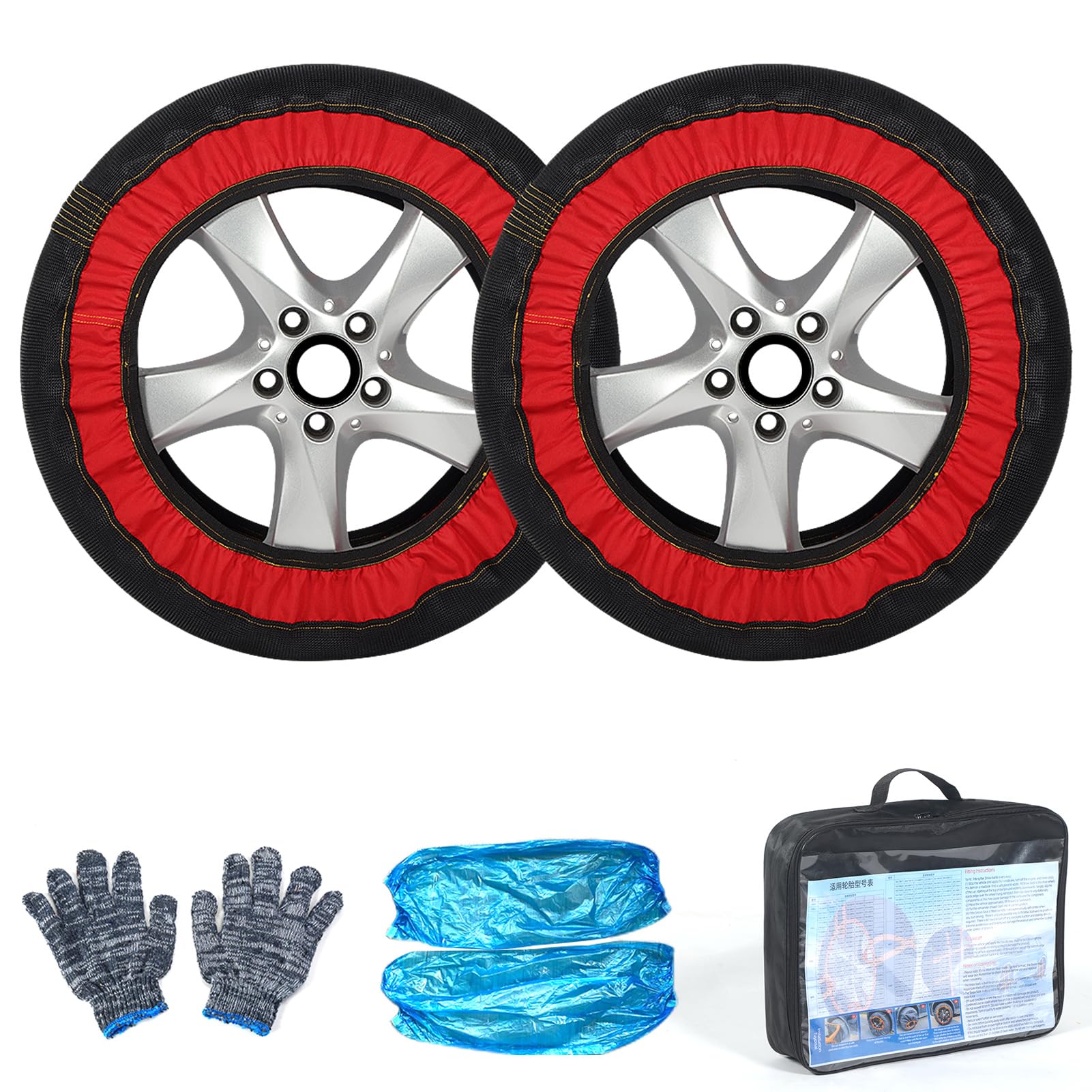 Calcetines de Nieve para Automóviles, Antideslizantes, Fácil Instalación para Conducción en Invierno, 2 uds., Cubo de Neumático sin Daños Coche/SUV/camión (6006)
