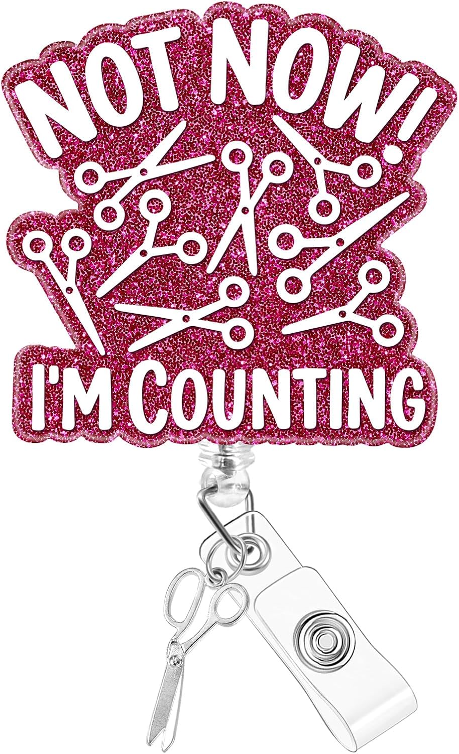 Plifal Surgical Tech Badge Reel Holder Clip - Funny OR Operating Room Not Now I'm Counting Retractable ID Name Card Badge Reel with Charm Alligator Clip, Nurse Nursing Medical Accessories Gifts