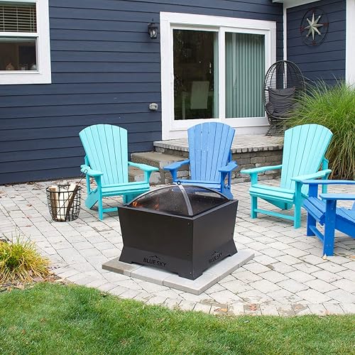 Miniatura 13 de Blue Sky Outdoor Living Fogata cuadrada sin humo de 28 pulgadas para patio, con pantalla de chispas y elevación de pantalla