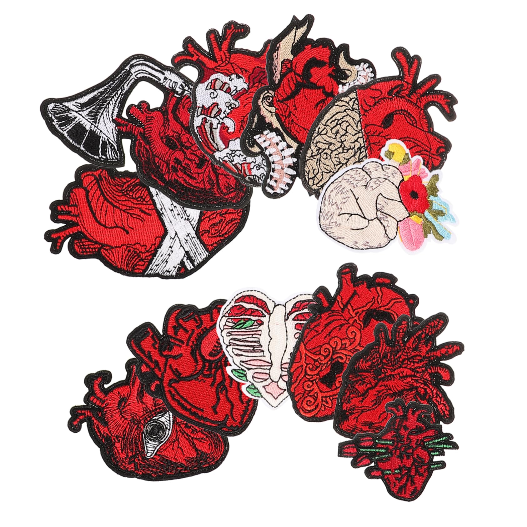 SHINEOFI 5 Set Patch Per Ricami Cardiaci Per Riparare Il Tessuto Vestiti A Forma Di Cuore Riparazione Toppe Ricamate Applique Cucire Toppe Per Vestiti Moda Cerotti Stoffa 12 Pezzi*5