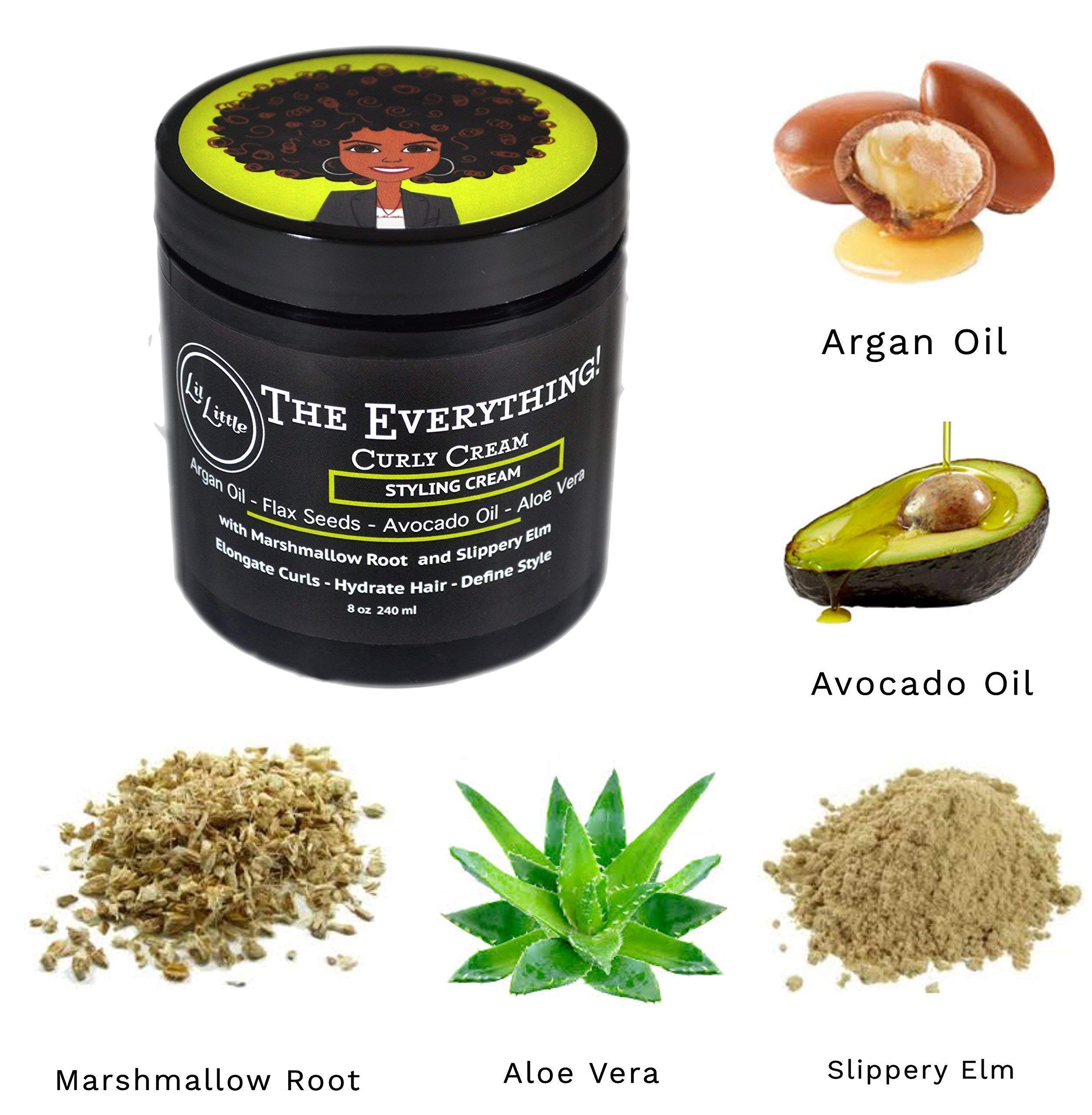 Lil Little The Everything Curly Cream Flaxseed Argan Oil Hydrating Styling Cream Curl Enhancer Curl Definer Less Frizz