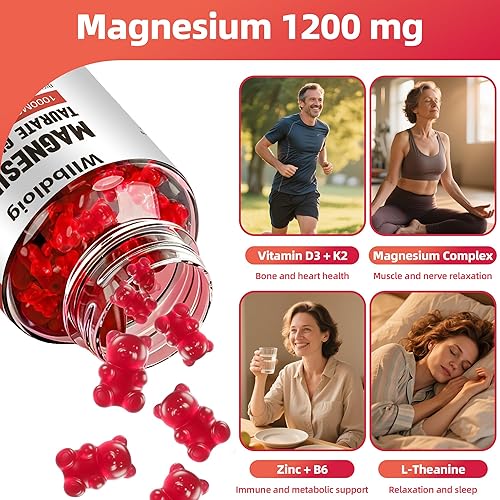 Miniatura 3 de Gomitas de taurato de magnesio, gomitas de complejo de glicinato y magnesio para la salud del corazón, función muscular, apoyo del estado de ánimo