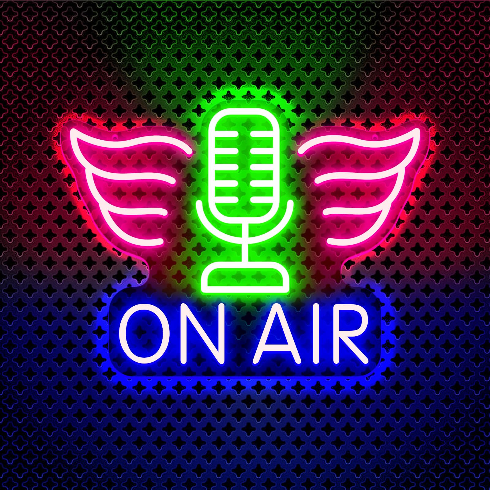 On Air Neon Sign Mic Neon Light Signs for Wall Decor USB Powered LED Light Bar Home Podcast Setup Radio Station Home Studio Gift Art for Friends with Dimmable Switch LED Artwork Décor 9.06x12.6 in