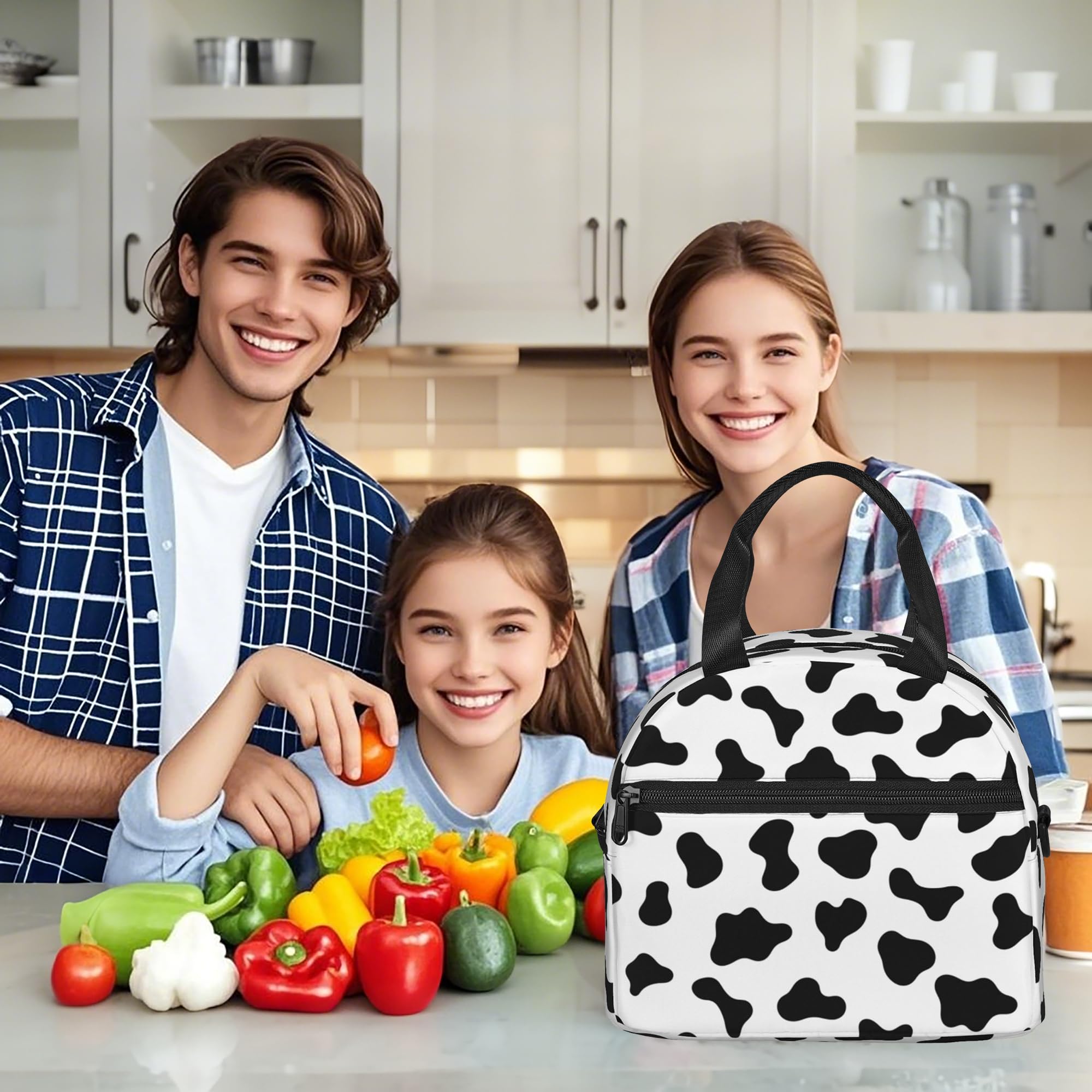 Gelasgo Cow Insulated Lunch Bag, Reusable Portable Thermal Leak-Proof Waterproof Lunch Tote for Kids/Adults,Detachable Strap - Image 2