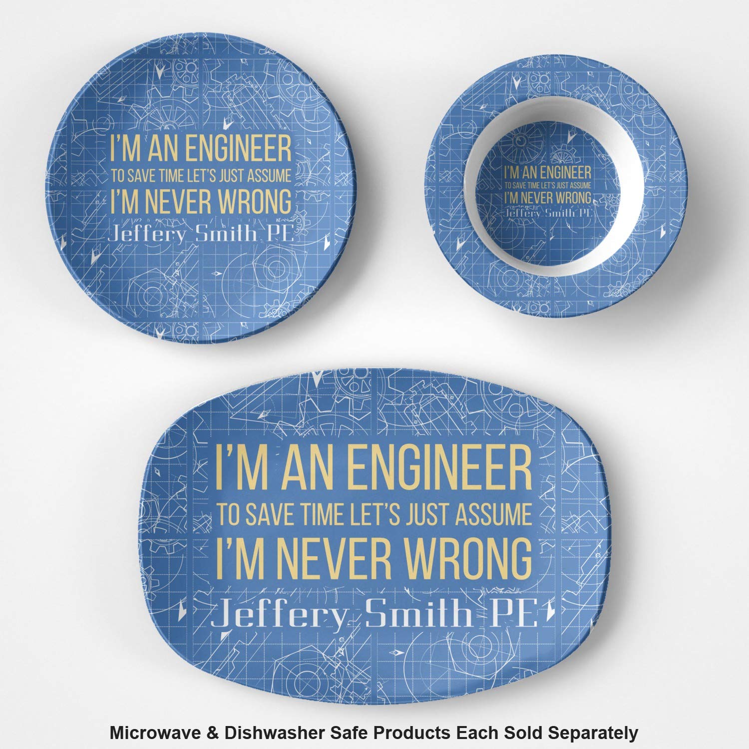 Personalized Engineer Quotes Plastic Bowl - Microwave Safe - Composite Polymer