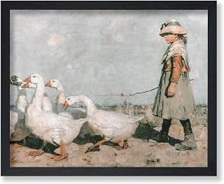 Vintage To Pastures New Painting Poster - Retro Duck Print - Goose Art - Realism Art - Gift for Men, Women & Animal Lover - Decor for Living Room or Farmhouse - 8x10 UNFRAMED Wall Art