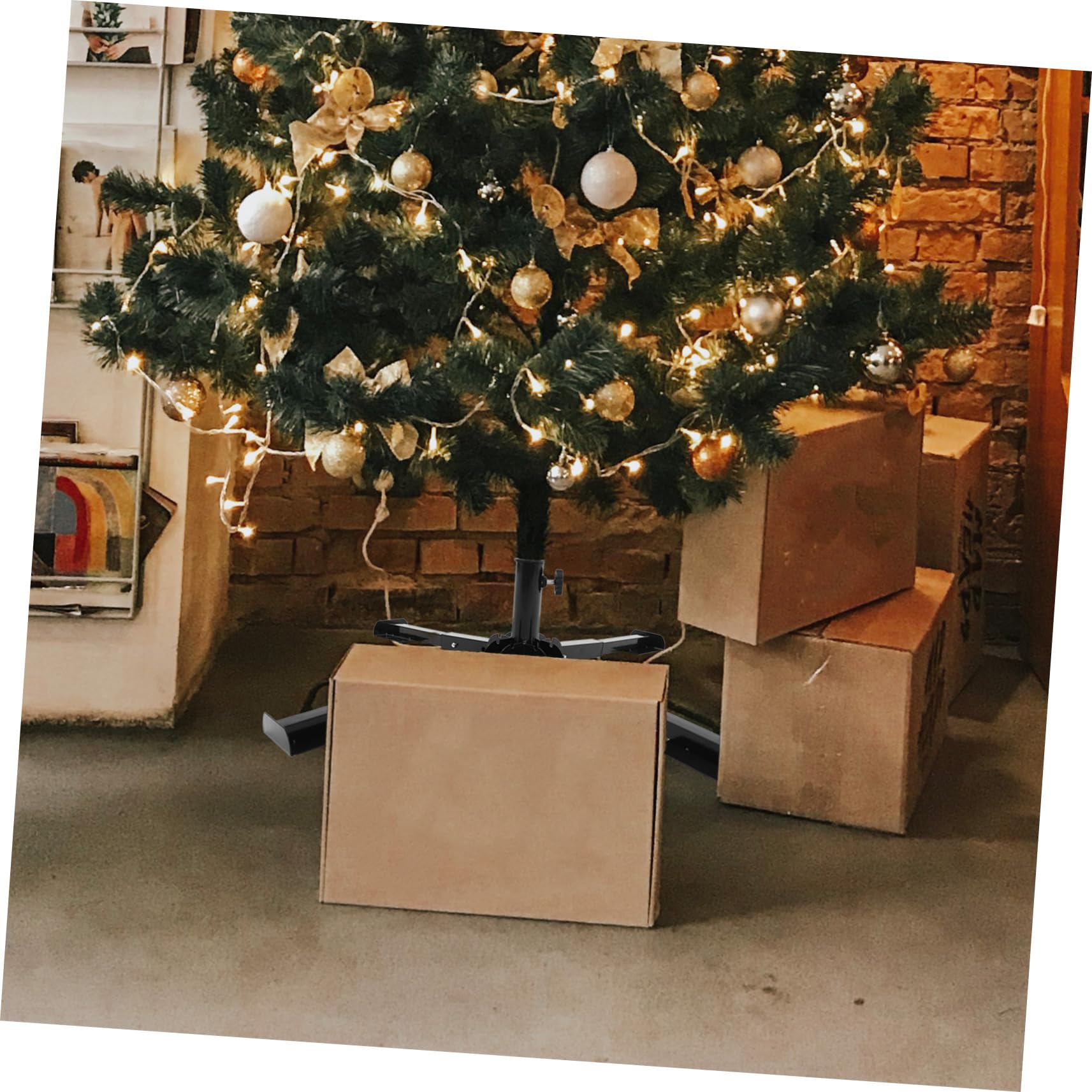Soporte Hierro Base Árbol Navidad Duradero Decorativo Fácil Instalación