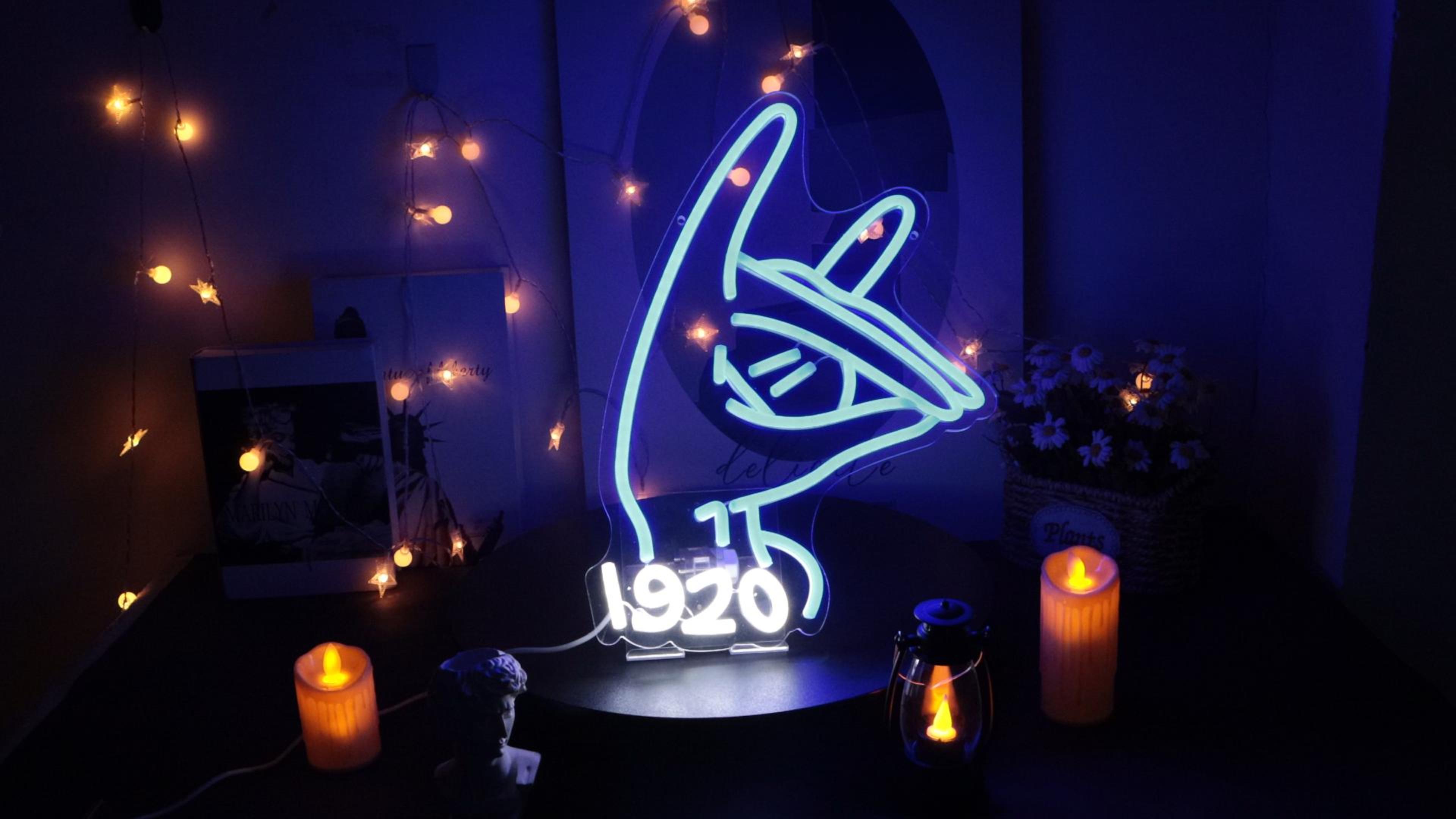 Tiabuy ZPB Sorority Neon 1920 Signs for the Wall, Blue Neon Lights