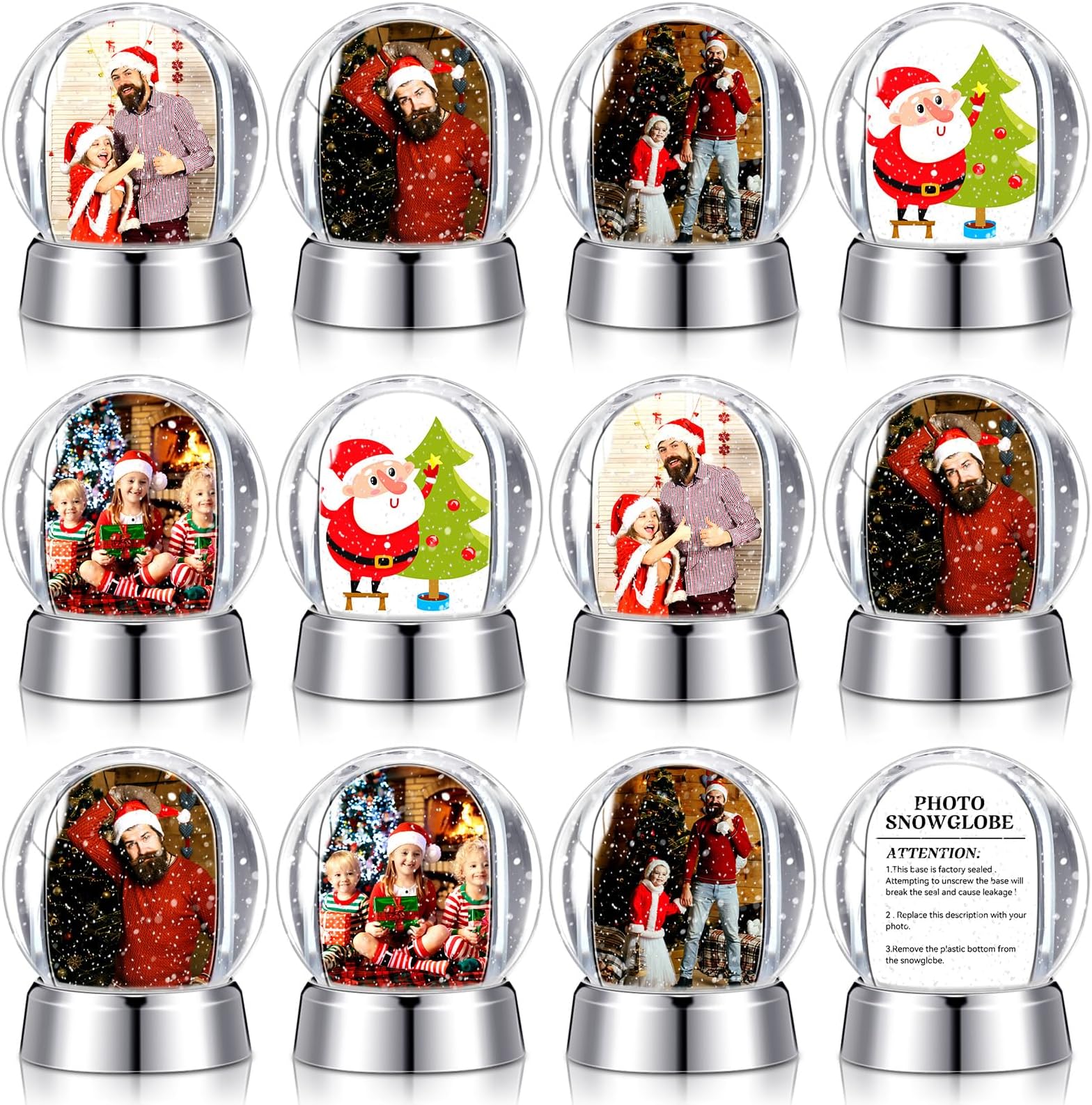 Amazon.com: 8 Pcs Christmas DIY Snow Globes Water Globe with LED Light ...