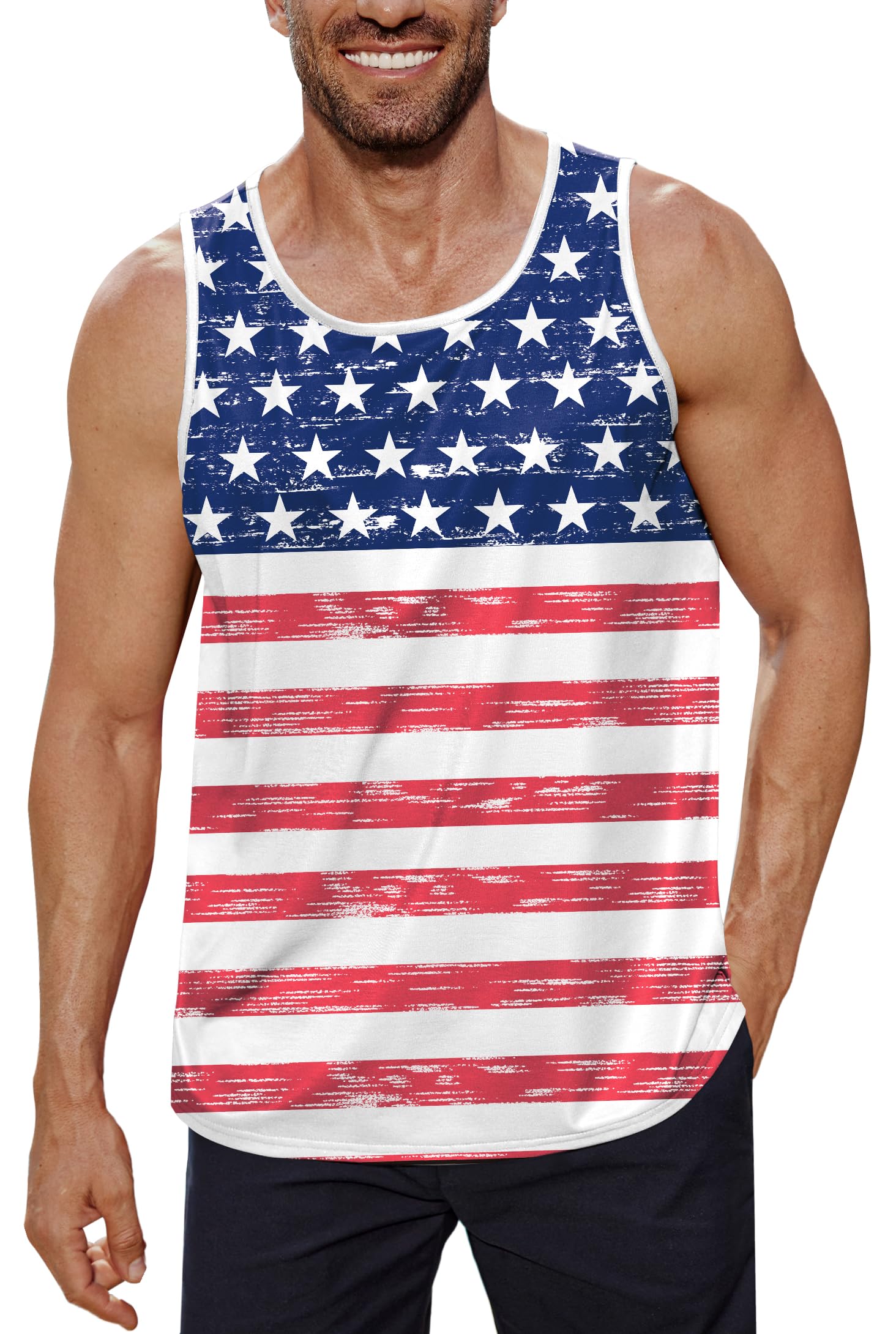 Arvilhill Men's 4th of July Tank Tops American Flag Graphic Sleeveless Shirt (S-3XL)