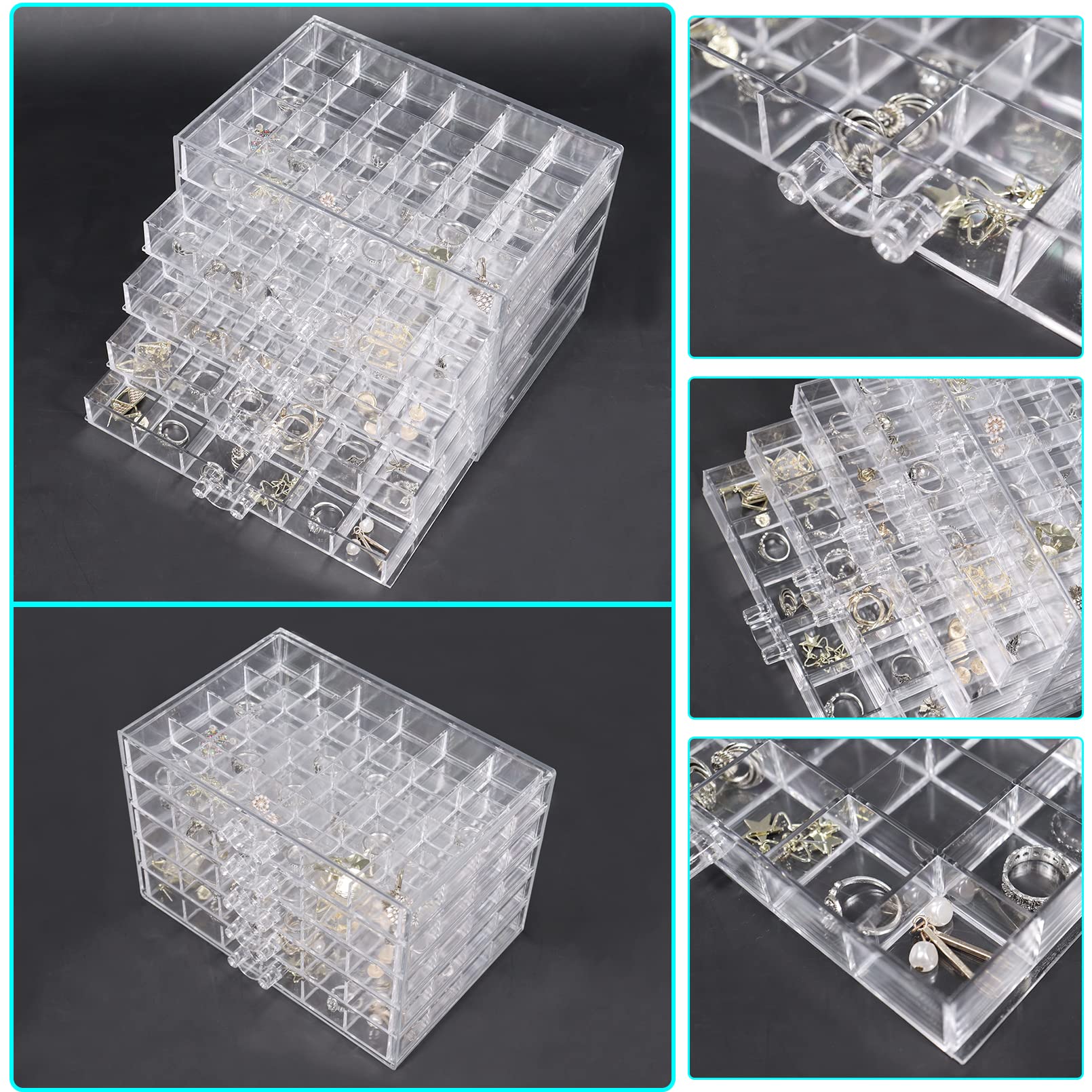 Nwvuop Boîte à Bijoux En Acrylique à 5 Tiroirs - Rangement