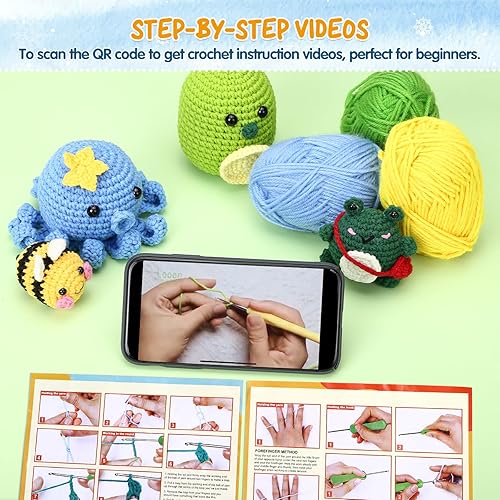 Miniatura 3 de LIHAO Kit de ganchillo de ganchillo, kit de tejido de animales de ganchillo para adultos y niños con paquete completo de material de iniciación,