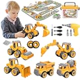 Take Apart Construction Truck Excavator Toys for Kids Ages 3-8, STEM Learning Building Toys with Electric Drill & Puzzle Play, Educational Engineering Birthday for Boys Kids Toddlers