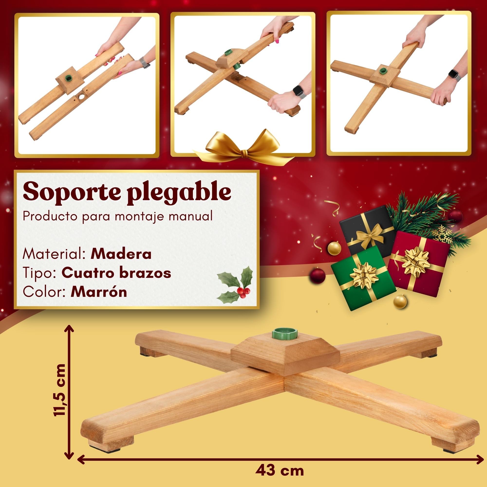 Árbol de Navidad artificial de 220 cm – Pino forestal artificial con 817 puntas, pino denso grande, incluye soporte de madera estable y práctica bolsa de almacenamiento