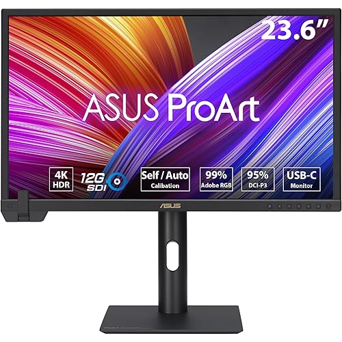 ASUS ProArt Display 24” 4K 12G-SDI HLG Professional Monitor (PA24US) - IPS, UHD (3840 x 2160), 99% Adobe RGB, 95% DCI-P3, ΔE < 1, USB-C, Built-in Motorized Colorimeter, Calman Ready, 3 Year Warranty