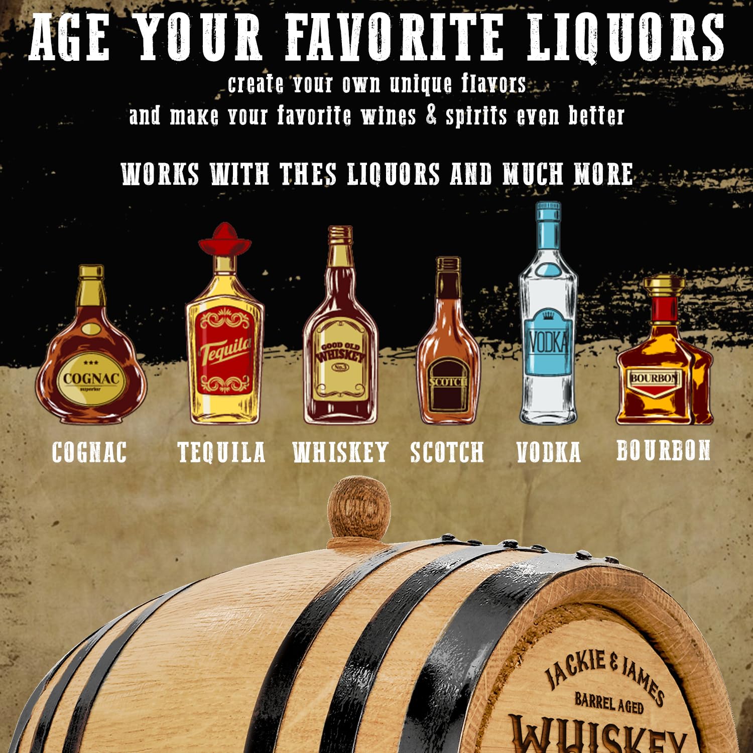 Personalized - Limited Edition Custom Engraved American Premium Oak Aging Barrel - Whiskey Barrel | Age your own Whiskey, Beer, Wine, Bourbon, Tequila, Rum, Hot Sauce & More (3 Liters)